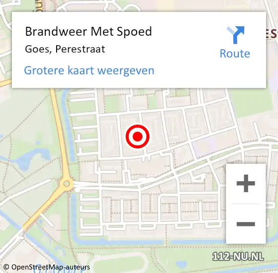 Locatie op kaart van de 112 melding: Brandweer Met Spoed Naar Goes, Perestraat op 27 augustus 2023 21:58