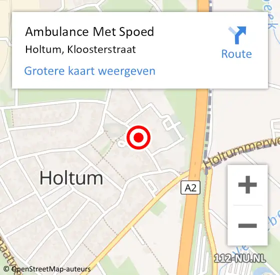 Locatie op kaart van de 112 melding: Ambulance Met Spoed Naar Holtum, Kloosterstraat op 6 september 2014 05:30