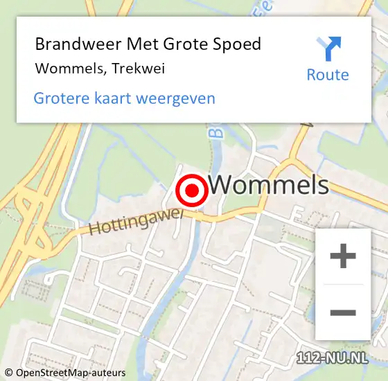 Locatie op kaart van de 112 melding: Brandweer Met Grote Spoed Naar Wommels, Trekwei op 27 augustus 2023 23:08