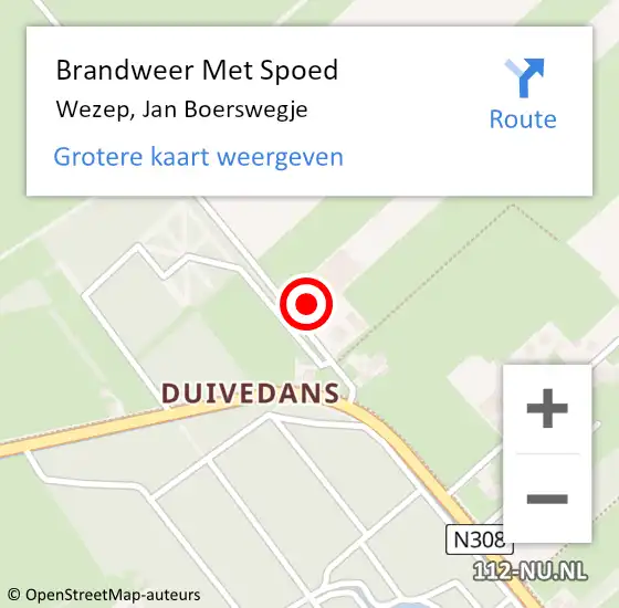 Locatie op kaart van de 112 melding: Brandweer Met Spoed Naar Wezep, Jan Boerswegje op 27 augustus 2023 23:27