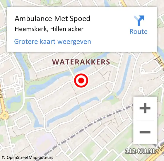 Locatie op kaart van de 112 melding: Ambulance Met Spoed Naar Heemskerk, Hillen acker op 28 augustus 2023 00:16