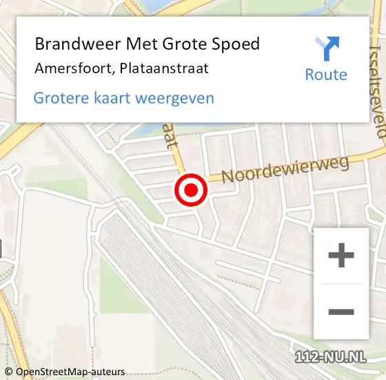 Locatie op kaart van de 112 melding: Brandweer Met Grote Spoed Naar Amersfoort, Plataanstraat op 28 augustus 2023 01:44