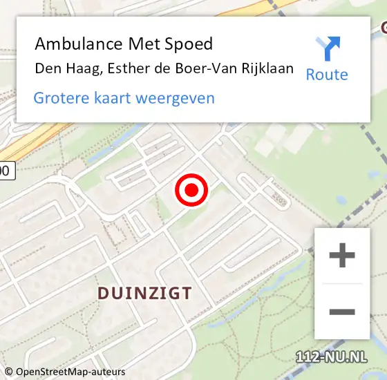 Locatie op kaart van de 112 melding: Ambulance Met Spoed Naar Den Haag, Esther de Boer-Van Rijklaan op 28 augustus 2023 05:06
