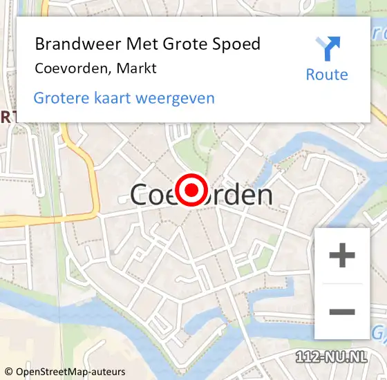 Locatie op kaart van de 112 melding: Brandweer Met Grote Spoed Naar Coevorden, Markt op 28 augustus 2023 05:40