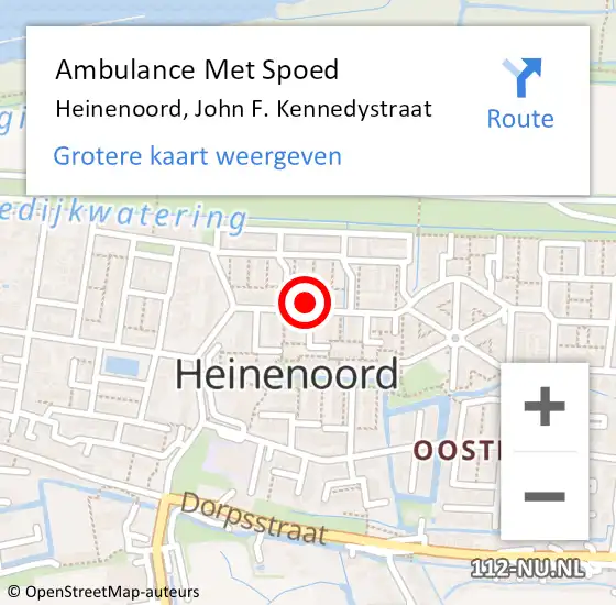 Locatie op kaart van de 112 melding: Ambulance Met Spoed Naar Heinenoord, John F. Kennedystraat op 28 augustus 2023 05:40