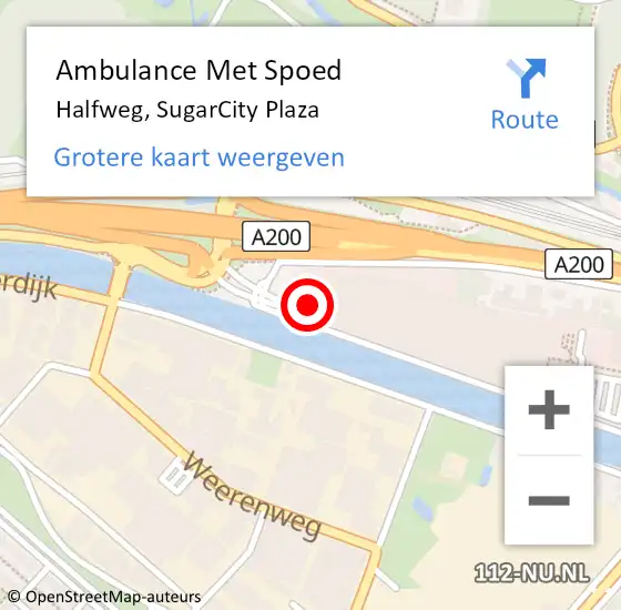 Locatie op kaart van de 112 melding: Ambulance Met Spoed Naar Halfweg, SugarCity Plaza op 28 augustus 2023 05:54