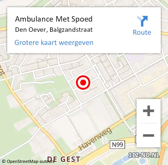 Locatie op kaart van de 112 melding: Ambulance Met Spoed Naar Den Oever, Balgzandstraat op 28 augustus 2023 06:17