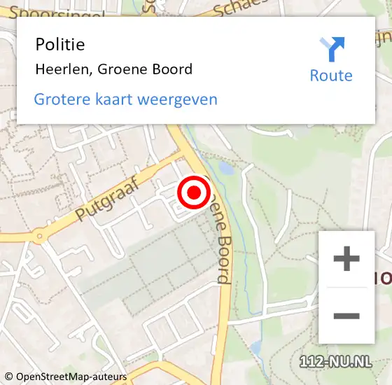 Locatie op kaart van de 112 melding: Politie Heerlen, Groene Boord op 28 augustus 2023 06:58