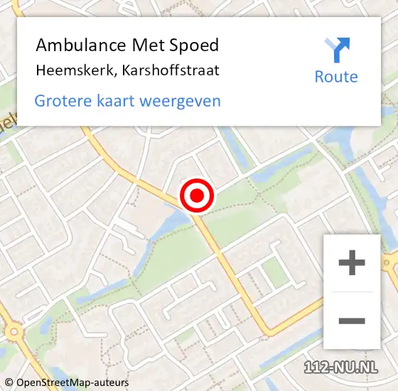 Locatie op kaart van de 112 melding: Ambulance Met Spoed Naar Heemskerk, Karshoffstraat op 28 augustus 2023 06:58