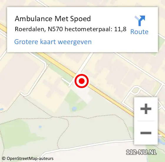 Locatie op kaart van de 112 melding: Ambulance Met Spoed Naar Roerdalen, N570 hectometerpaal: 11,8 op 28 augustus 2023 07:00