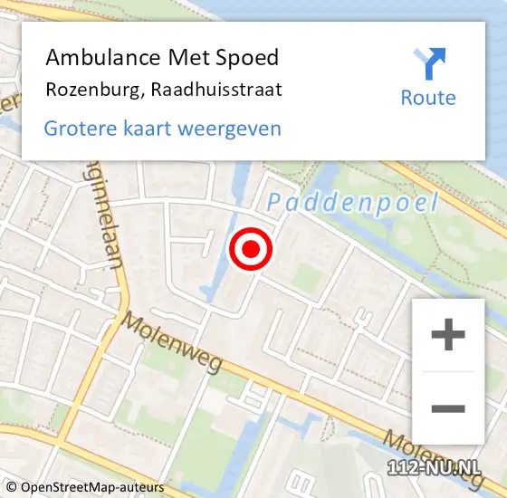 Locatie op kaart van de 112 melding: Ambulance Met Spoed Naar Rozenburg, Raadhuisstraat op 28 augustus 2023 07:22