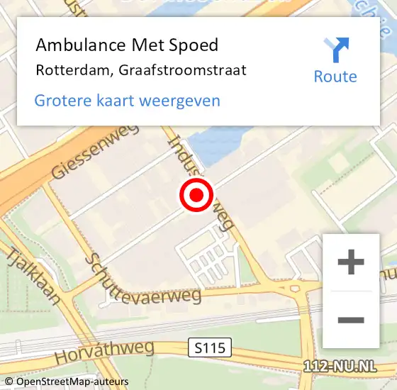 Locatie op kaart van de 112 melding: Ambulance Met Spoed Naar Rotterdam, Graafstroomstraat op 28 augustus 2023 07:33