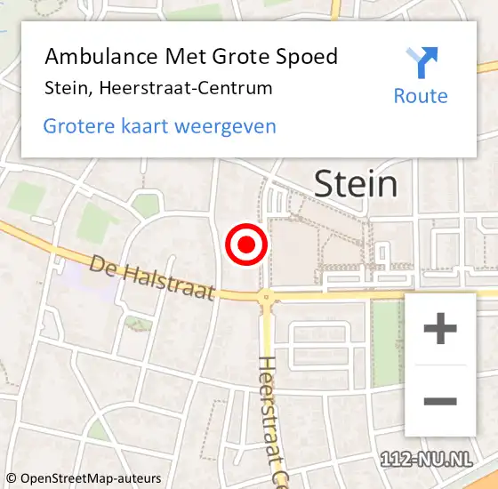 Locatie op kaart van de 112 melding: Ambulance Met Grote Spoed Naar Stein, Heerstraat-Centrum op 6 september 2014 06:58