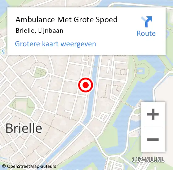 Locatie op kaart van de 112 melding: Ambulance Met Grote Spoed Naar Brielle, Lijnbaan op 28 augustus 2023 08:26