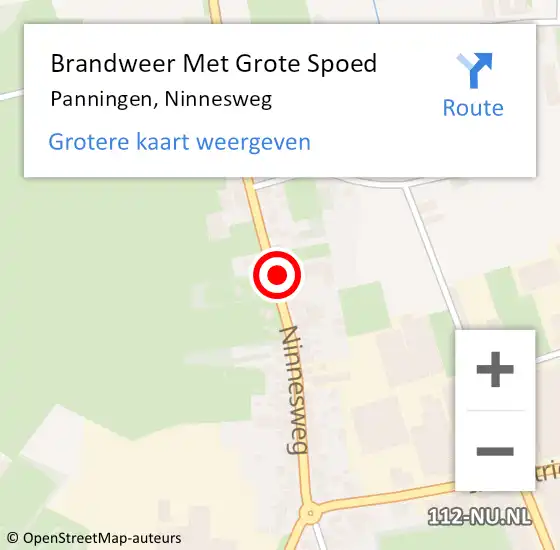 Locatie op kaart van de 112 melding: Brandweer Met Grote Spoed Naar Panningen, Ninnesweg op 28 augustus 2023 08:35