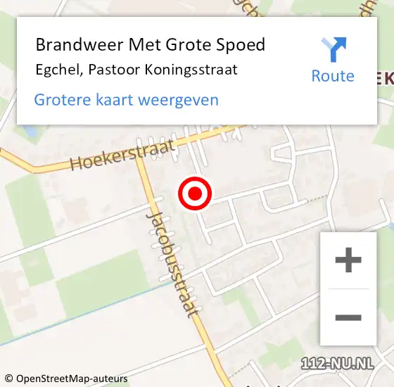 Locatie op kaart van de 112 melding: Brandweer Met Grote Spoed Naar Egchel, Pastoor Koningsstraat op 28 augustus 2023 08:42