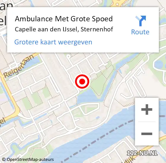 Locatie op kaart van de 112 melding: Ambulance Met Grote Spoed Naar Capelle aan den IJssel, Sternenhof op 28 augustus 2023 08:47