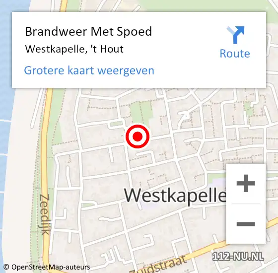 Locatie op kaart van de 112 melding: Brandweer Met Spoed Naar Westkapelle, 't Hout op 28 augustus 2023 09:03