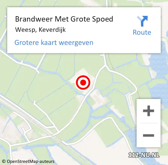 Locatie op kaart van de 112 melding: Brandweer Met Grote Spoed Naar Weesp, Keverdijk op 28 augustus 2023 09:23