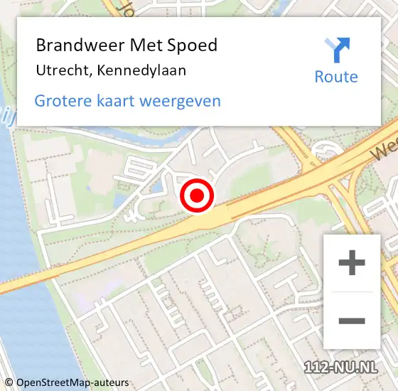 Locatie op kaart van de 112 melding: Brandweer Met Spoed Naar Utrecht, Kennedylaan op 28 augustus 2023 09:27