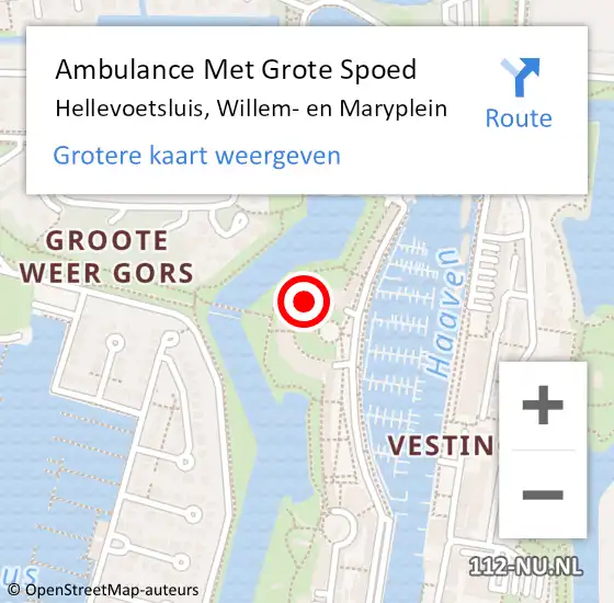 Locatie op kaart van de 112 melding: Ambulance Met Grote Spoed Naar Hellevoetsluis, Willem- en Maryplein op 28 augustus 2023 09:41