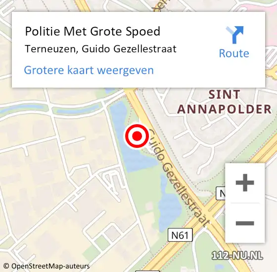 Locatie op kaart van de 112 melding: Politie Met Grote Spoed Naar Terneuzen, Guido Gezellestraat op 28 augustus 2023 10:25