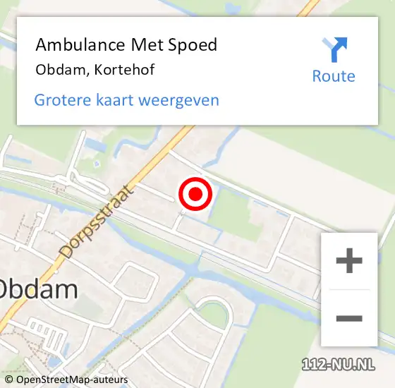 Locatie op kaart van de 112 melding: Ambulance Met Spoed Naar Obdam, Kortehof op 28 augustus 2023 10:30