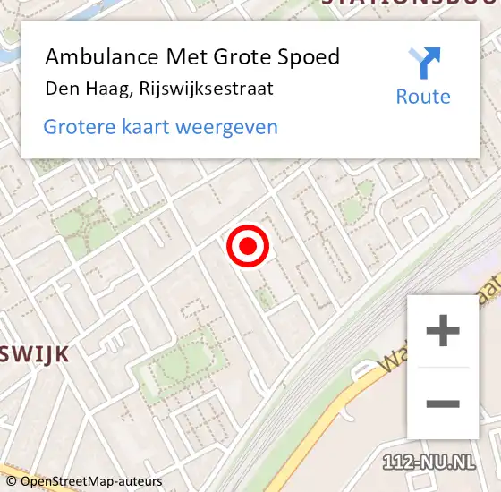 Locatie op kaart van de 112 melding: Ambulance Met Grote Spoed Naar Den Haag, Rijswijksestraat op 28 augustus 2023 11:06