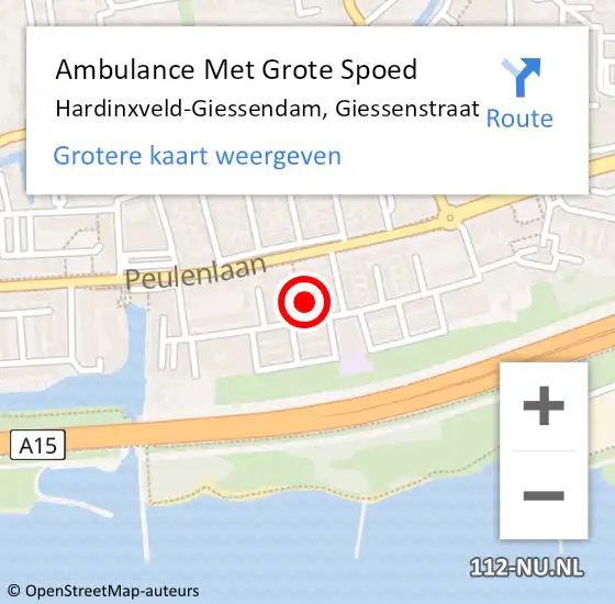 Locatie op kaart van de 112 melding: Ambulance Met Grote Spoed Naar Hardinxveld-Giessendam, Giessenstraat op 28 augustus 2023 11:31