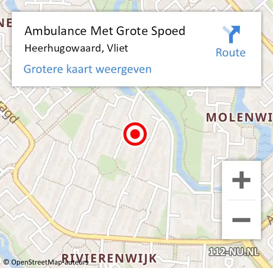 Locatie op kaart van de 112 melding: Ambulance Met Grote Spoed Naar Heerhugowaard, Vliet op 28 augustus 2023 11:44