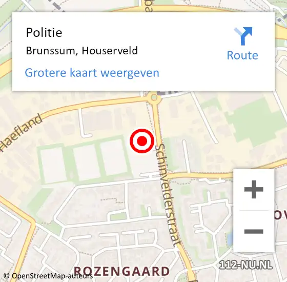 Locatie op kaart van de 112 melding: Politie Brunssum, Houserveld op 28 augustus 2023 11:53