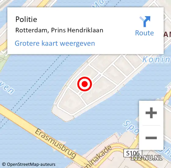 Locatie op kaart van de 112 melding: Politie Rotterdam, Prins Hendriklaan op 28 augustus 2023 12:02