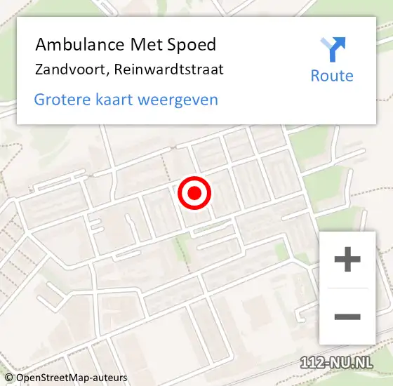 Locatie op kaart van de 112 melding: Ambulance Met Spoed Naar Zandvoort, Reinwardtstraat op 28 augustus 2023 12:15