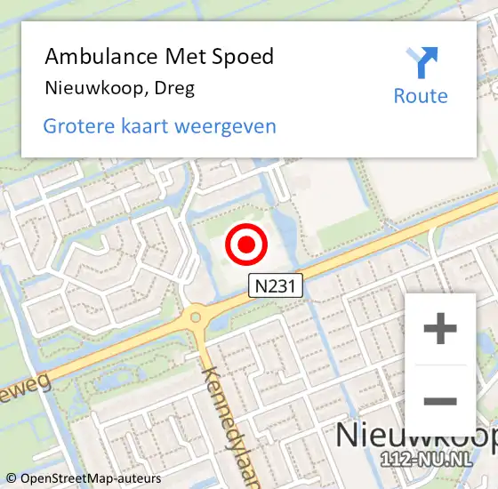 Locatie op kaart van de 112 melding: Ambulance Met Spoed Naar Nieuwkoop, Dreg op 28 augustus 2023 12:35