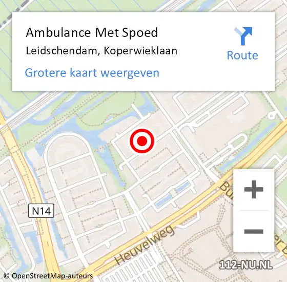 Locatie op kaart van de 112 melding: Ambulance Met Spoed Naar Leidschendam, Koperwieklaan op 28 augustus 2023 12:38