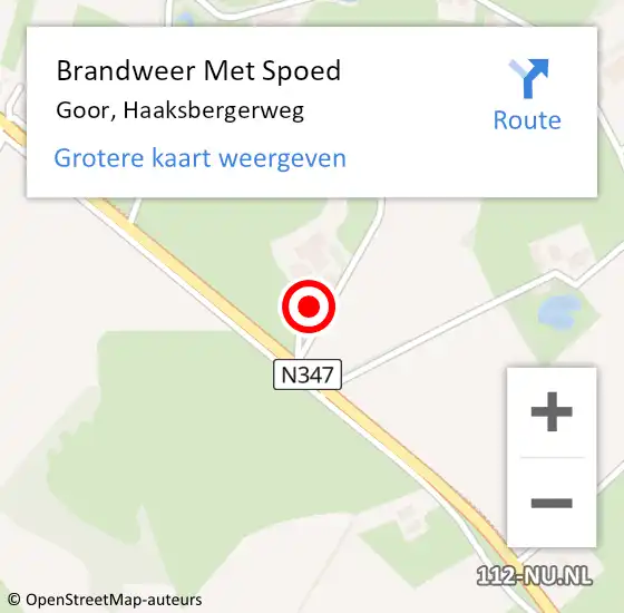 Locatie op kaart van de 112 melding: Brandweer Met Spoed Naar Goor, Haaksbergerweg op 28 augustus 2023 12:56