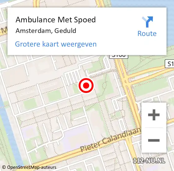 Locatie op kaart van de 112 melding: Ambulance Met Spoed Naar Amsterdam, Geduld op 28 augustus 2023 13:03