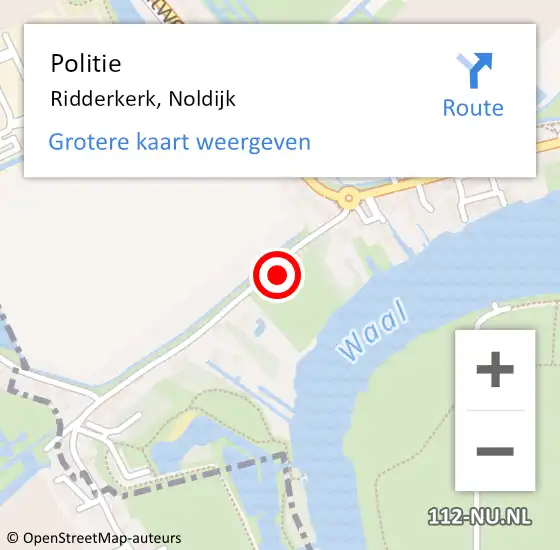 Locatie op kaart van de 112 melding: Politie Ridderkerk, Noldijk op 28 augustus 2023 13:11