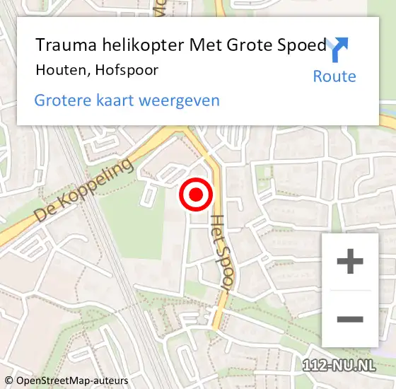 Locatie op kaart van de 112 melding: Trauma helikopter Met Grote Spoed Naar Houten, Hofspoor op 28 augustus 2023 13:29