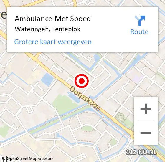 Locatie op kaart van de 112 melding: Ambulance Met Spoed Naar Wateringen, Lenteblok op 28 augustus 2023 13:47