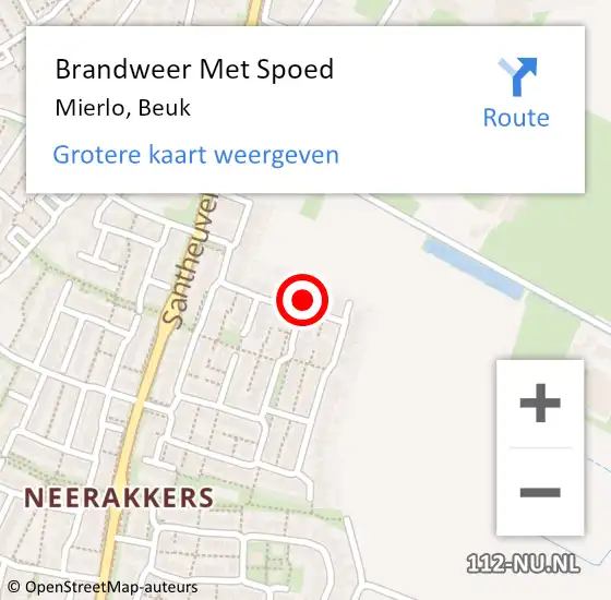 Locatie op kaart van de 112 melding: Brandweer Met Spoed Naar Mierlo, Beuk op 28 augustus 2023 13:49