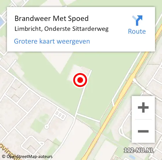 Locatie op kaart van de 112 melding: Brandweer Met Spoed Naar Limbricht, Onderste Sittarderweg op 28 augustus 2023 13:55