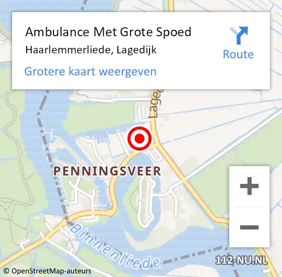 Locatie op kaart van de 112 melding: Ambulance Met Grote Spoed Naar Haarlemmerliede, Lagedijk op 28 augustus 2023 14:24