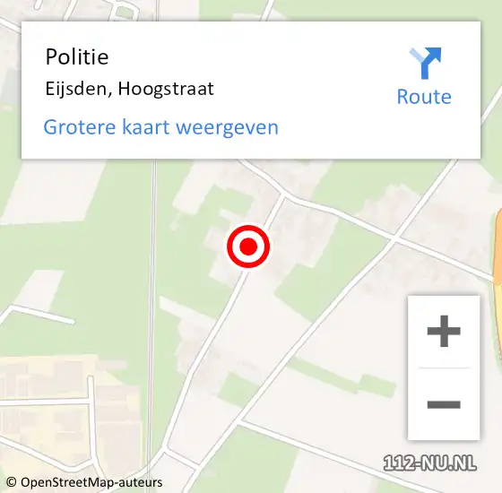 Locatie op kaart van de 112 melding: Politie Eijsden, Hoogstraat op 28 augustus 2023 14:33
