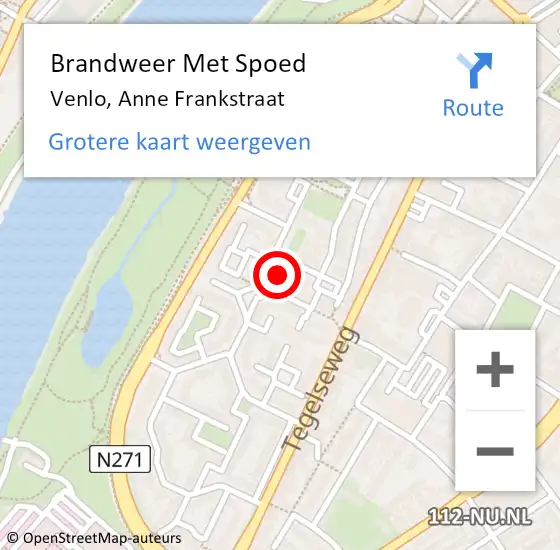 Locatie op kaart van de 112 melding: Brandweer Met Spoed Naar Venlo, Anne Frankstraat op 28 augustus 2023 14:35