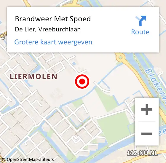 Locatie op kaart van de 112 melding: Brandweer Met Spoed Naar De Lier, Vreeburchlaan op 13 oktober 2013 17:46