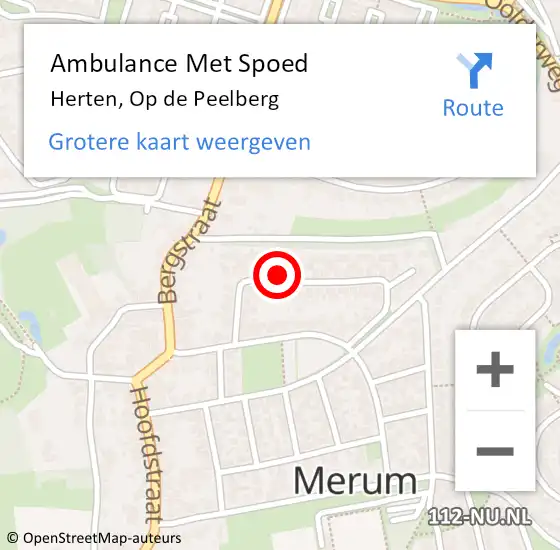 Locatie op kaart van de 112 melding: Ambulance Met Spoed Naar Herten, Op de Peelberg op 28 augustus 2023 14:44