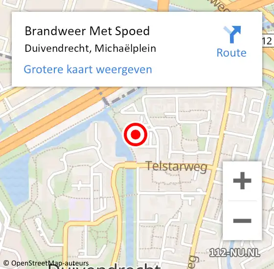 Locatie op kaart van de 112 melding: Brandweer Met Spoed Naar Duivendrecht, Michaëlplein op 28 augustus 2023 14:55