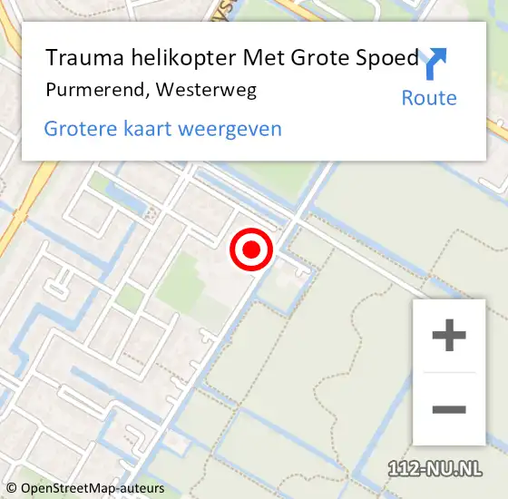 Locatie op kaart van de 112 melding: Trauma helikopter Met Grote Spoed Naar Purmerend, Westerweg op 28 augustus 2023 15:01
