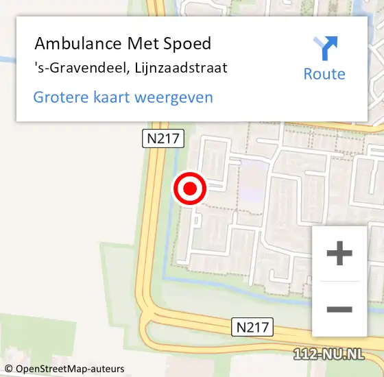 Locatie op kaart van de 112 melding: Ambulance Met Spoed Naar 's-Gravendeel, Lijnzaadstraat op 28 augustus 2023 15:07